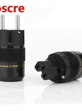 One Pair P077E+C077 Rhodium Plated EUR Schuko EU Power Plug