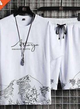 Men's T-shirt + Shorts Set Summer Breathable Casual T shirt