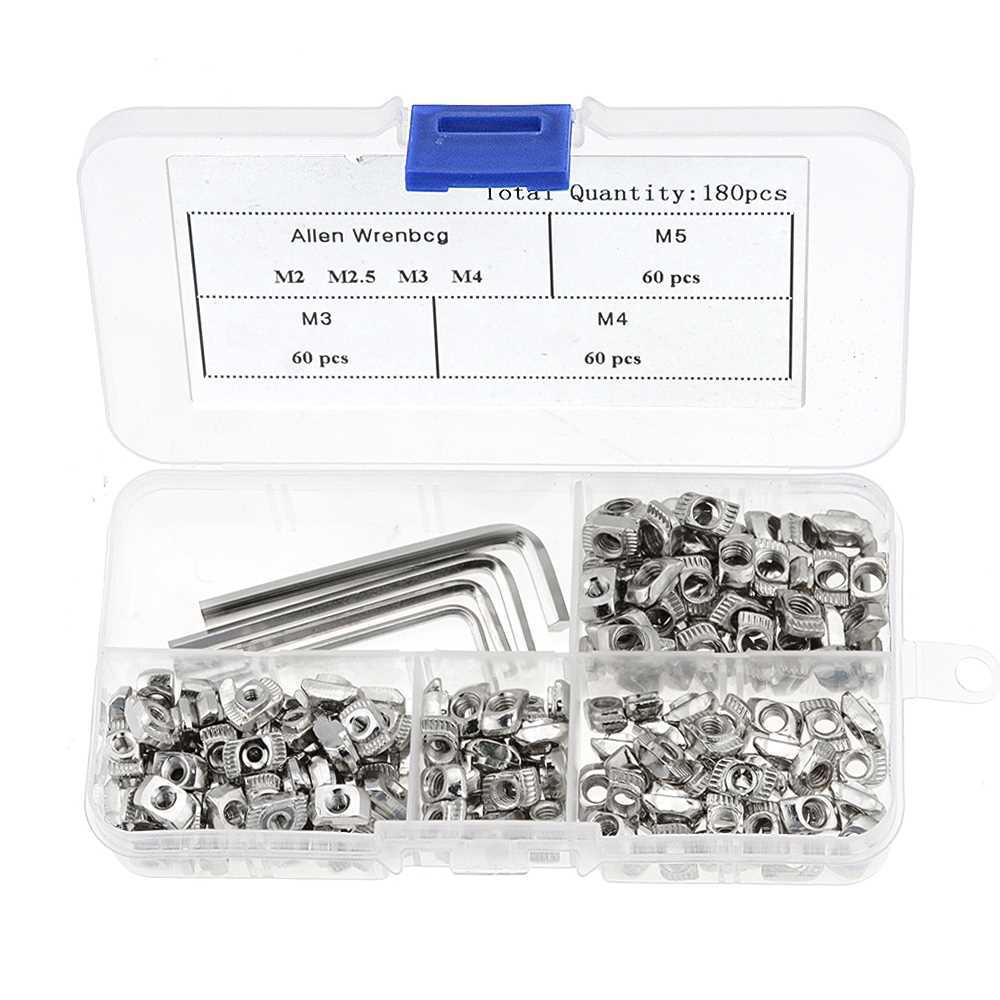184PCS/Box T-Nut Set Hammer Head T Nut Kit M3 M4 M5 Connecto