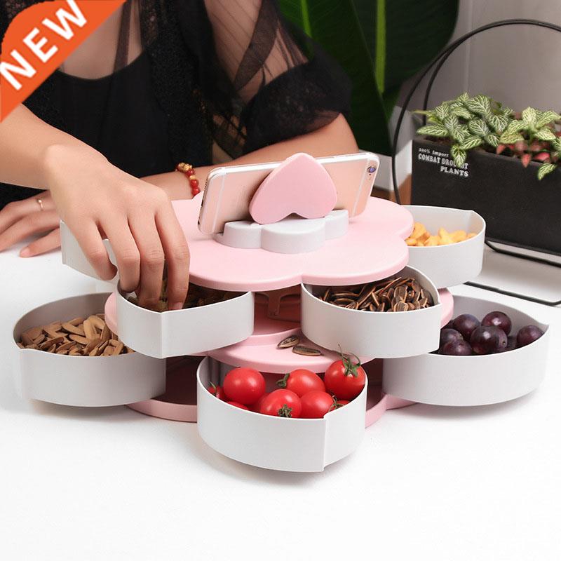 2021 Dried Fruit Plate Rotating Fruit Plate Household Double