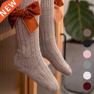 Winter Girls Bowknot Warm Cotton Socks Thick Thread Knitted