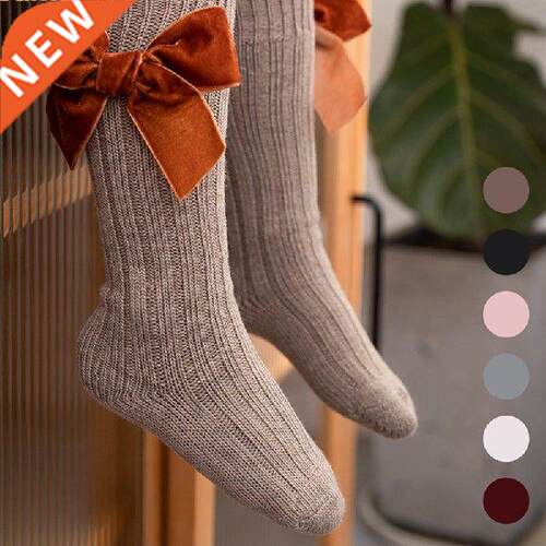 Winter Girls Bowknot Warm Cotton Socks Thick Thread Knitted