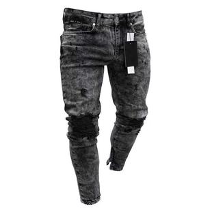 2022 Men Sretchy Ripped Skinny Biker Embroidery Print Jeans