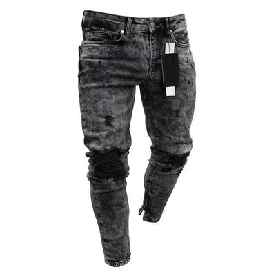 2022 Men Sretchy Ripped Skinny Biker Embroidery Print Jeans
