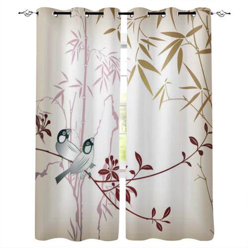 Vintage Bamboo Bird Window Curtains for Living Room Luxury