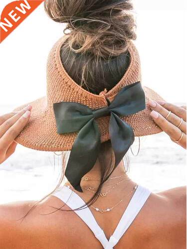 Summer Hats For Women Foldable Hollow Out Sun Visor Straw Wi