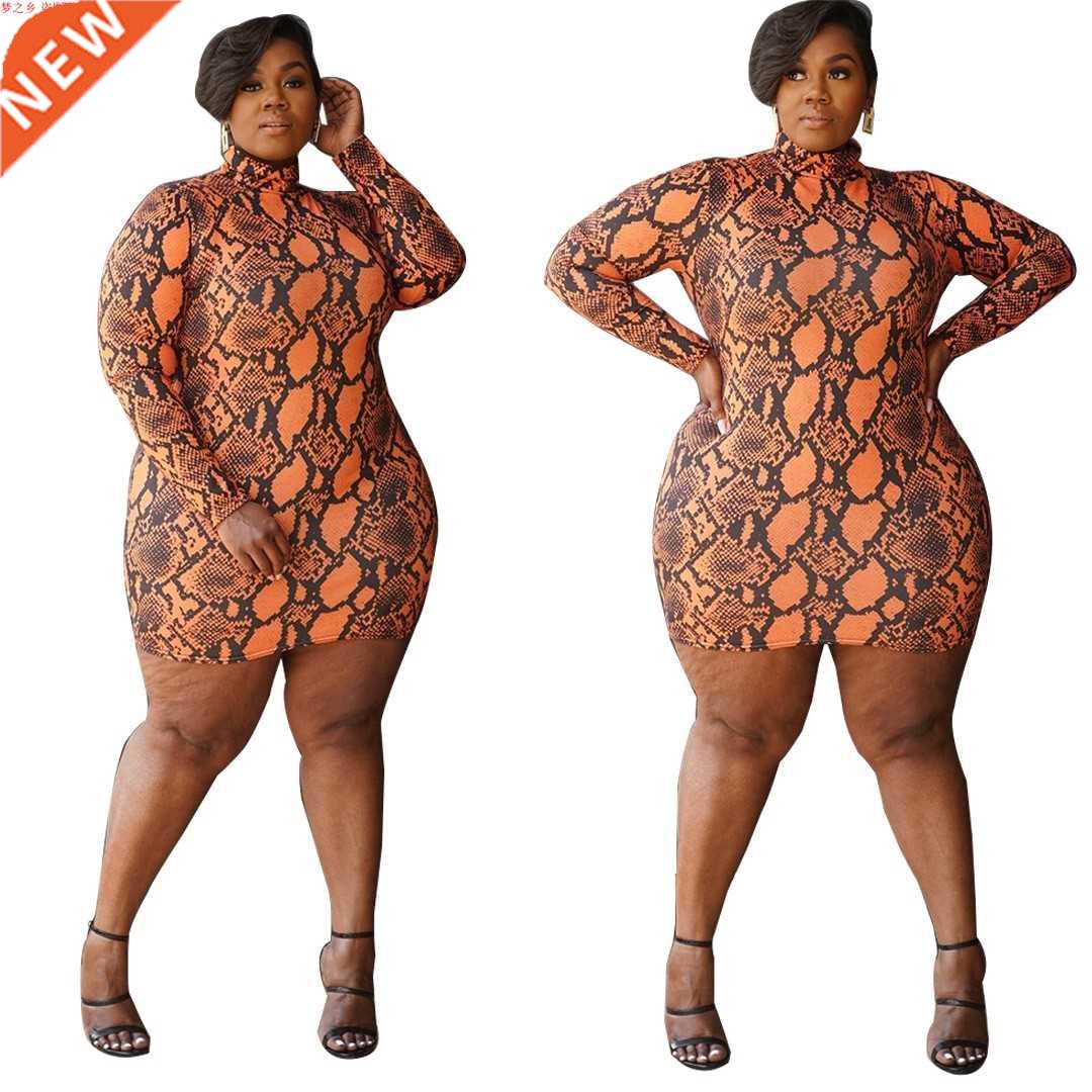 Xl-5xl Large snake print Lady printed leopard print Dress202
