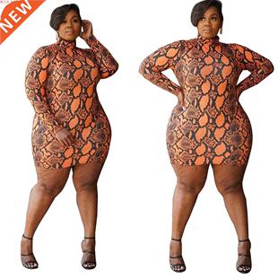 Xl-5xl Large snake print Lady printed leopard print Dress202