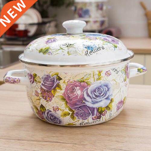 Pastoral style flower thickening porcelain enamel double