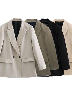Woman 2022 Loose Double-breasted Blazer Suit Collar Button 5