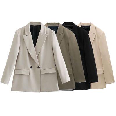 Woman 2022 Loose Double-breasted Blazer Suit Collar Button 5