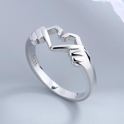 Romantic Hands Than Heart Ring Geometric Palm Love Gesture C