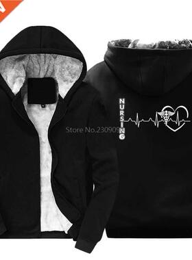 New Nursing Heart Print Funny hoodies Men's Cotton thicken K
