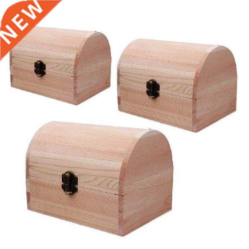 1x Plain Wood Wooden Arched Hinged Storage Boxes Craft Gift