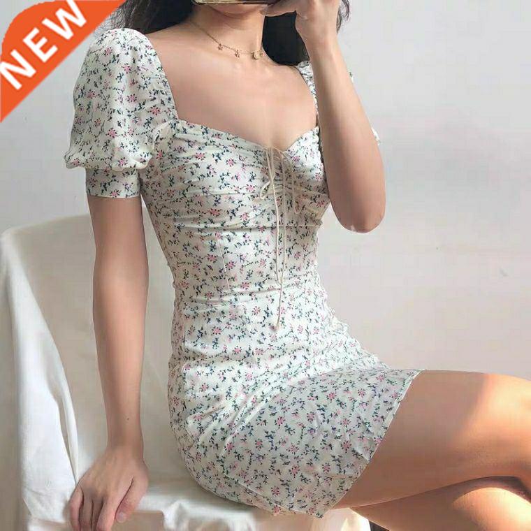 Summer Boho Tie Ne Floral Print Mini Sexy White bodycon Dr