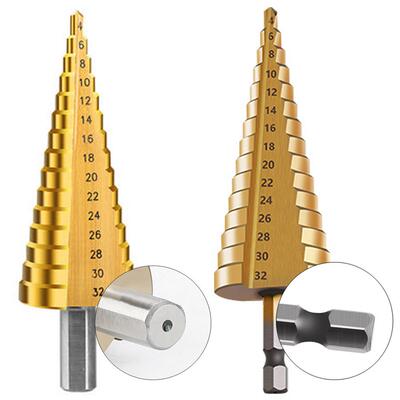 Drill Bit HSS Titanium Coated Step Drill Wood Set Power Tool