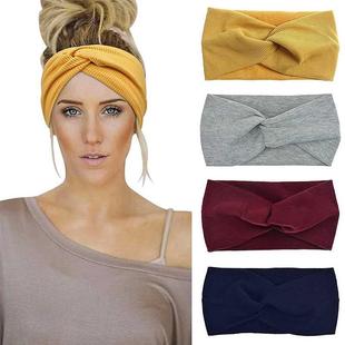 Headband Turban Twi Solid Wide Elaic Knot Twied Knotte