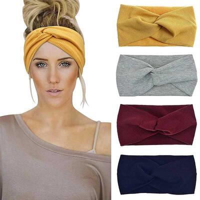 Headband Turban Twi Solid Wide Elaic Knot Twied Knotte