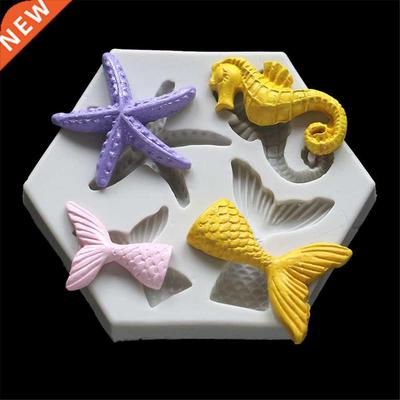 Mermaid Starfish Seahorse Shaped Silicone Mold DIY Fondant C