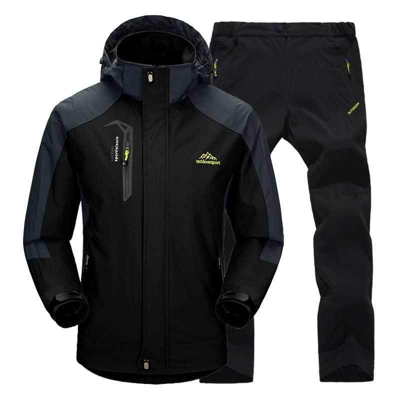 Men Jacket Suit Spring Autumn Jacket Pants Set Windproof Wat图片