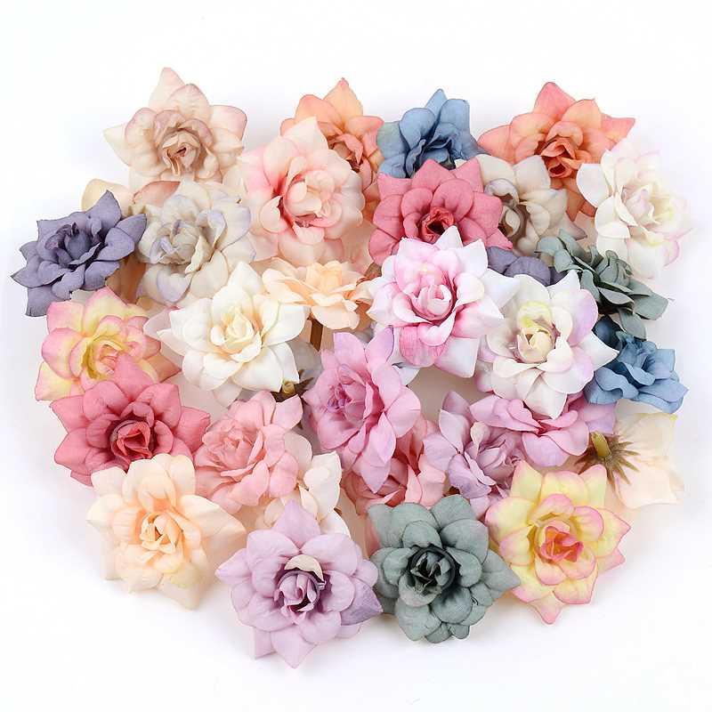 10Pcs Artificial Flower 4.5cm Silk Rose Head For Wedding Hom