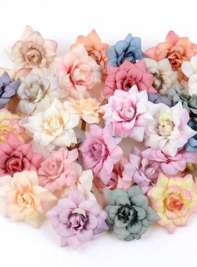 10Pcs Artificial Flower 4.5cm Silk Rose Head For Wedding Hom