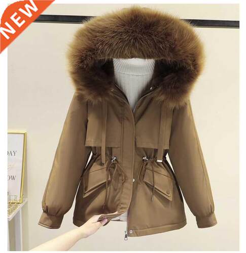 Cotton Padded Plus Size 2XL Winter Big Fur Jacket Women Loos