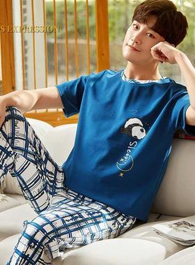 Brand Cartoon Men's Pyjamas Striped Panda Pajamas Set Casual