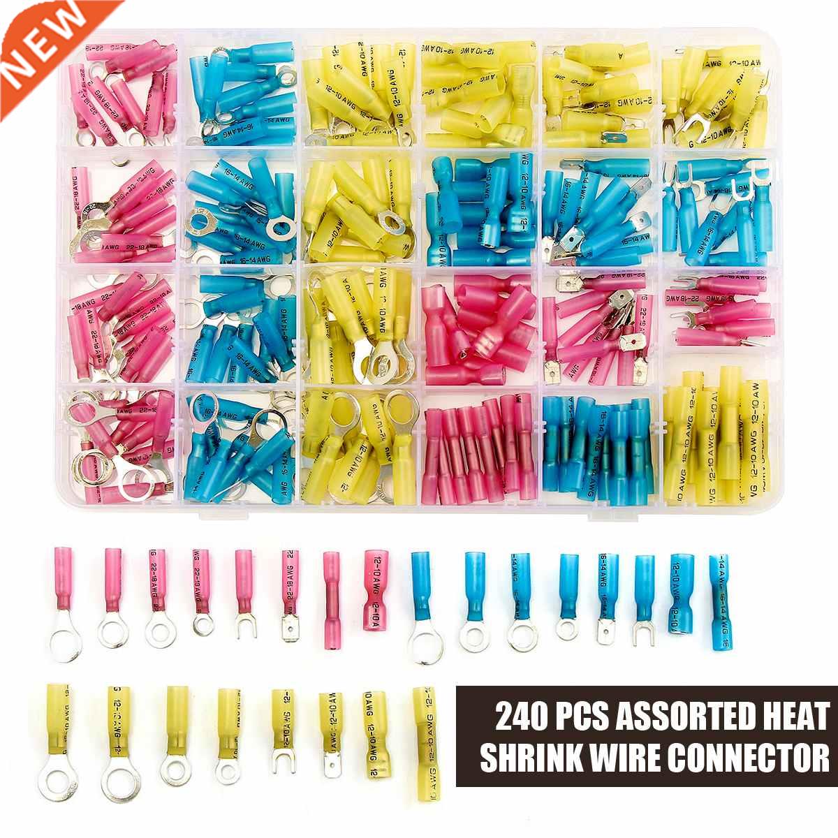 240PCS Red Blue Yellow Heat Shrink Crimp Automotive Terminal
