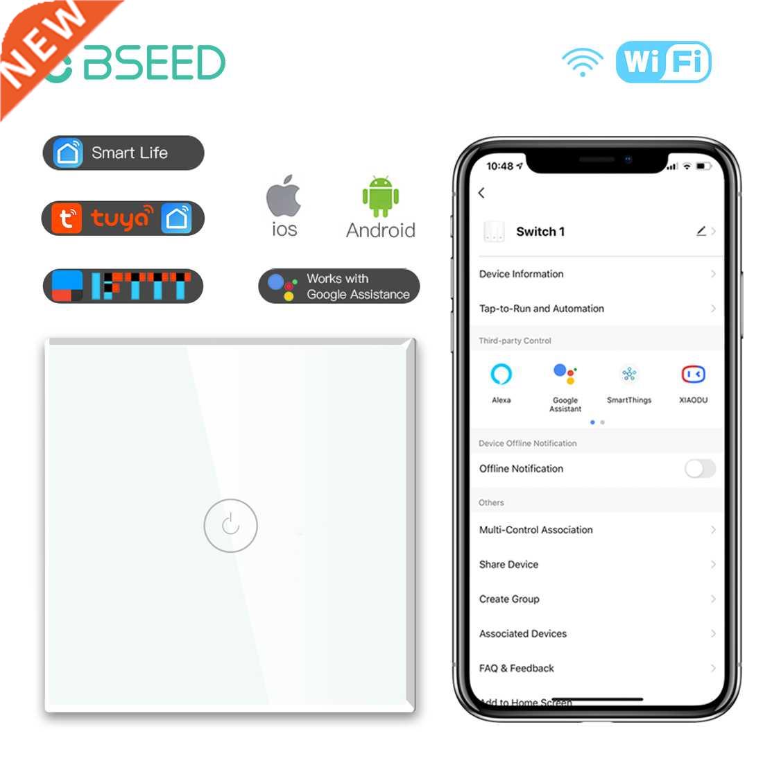 Wifi Light Touch Switch 1/2/Gang 1/2/ way Smart Switch Wir