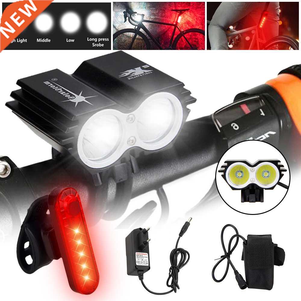 Black Cycling Lamp 2 x T6 LED Bike Light Front Bicycle Headl