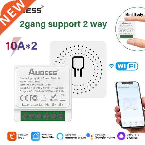 Tuya 10A DIY 2-way Remote Control MINI Wifi Switch Timer