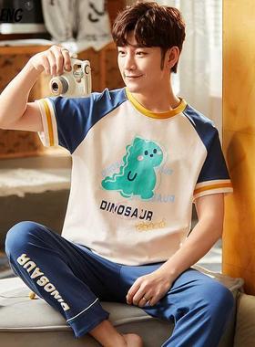 New Fashion 3XL Boy Leisure Pijama Summer Men's Pajamas Set