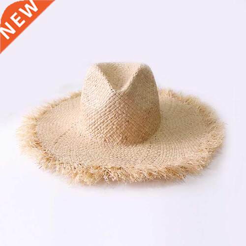 Summer Simple solid color Handmade Weave Raffia Sun Hats For
