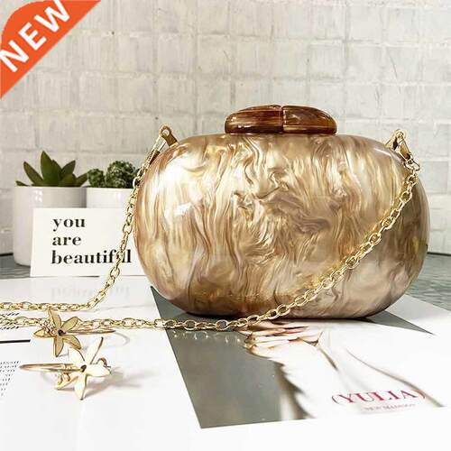 Ellipse Acrylic Bags Cute Clutches Coffee Handbag Evening Cl