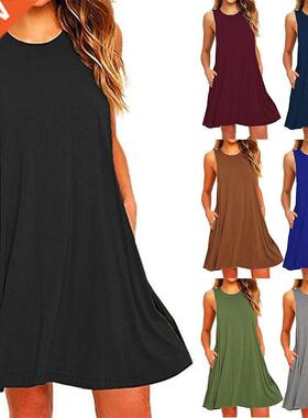 2022 Woen's Suer Casual Swing T-Shirt Dresses Beach Cover