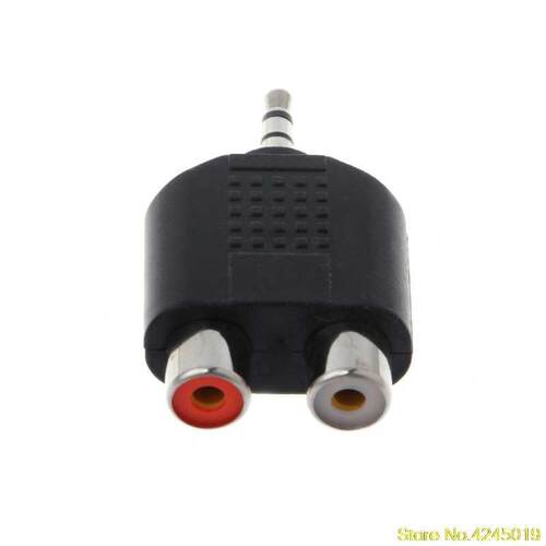 Gold Plated .5mm Stereo Audio Male Plug to 2 RCA female Jac