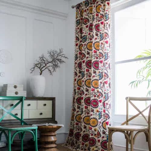 Newly Fashion Folk Style Half Shading Household Curtain Un