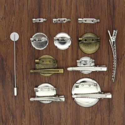 20Pcs/Pack Alligator Prong Clip Brooches Round Antique