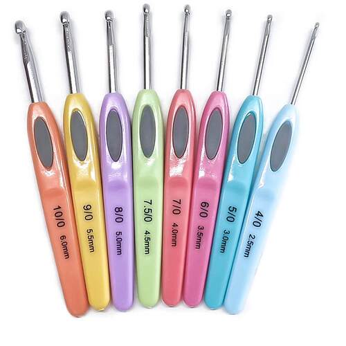 8pcs Colorful Soft Plastic Handle Alumina Crochet Hooks Knit