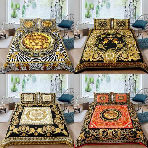 Home Textiles Luxury D Golden Lion Print Duvet Cover Set 2/