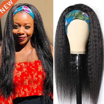 Kinky Straight Headband Wigs Yaki Straight Synthetic Hair Wi