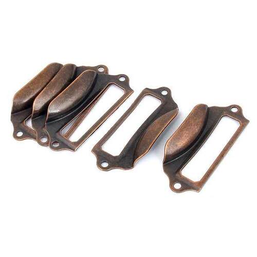 Hardware Drawer Door Tag Style Pull Handle Copper Tone 5pcs