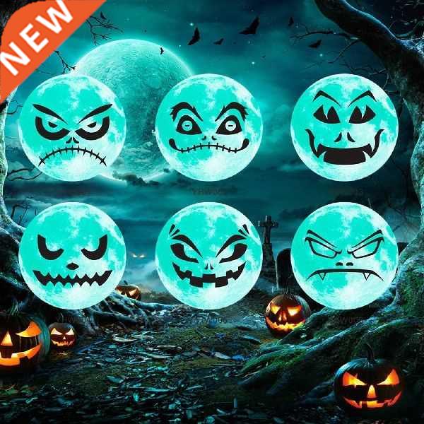 30CM Halloween Glow Moon Wall Stickers Creepy Funny Face
