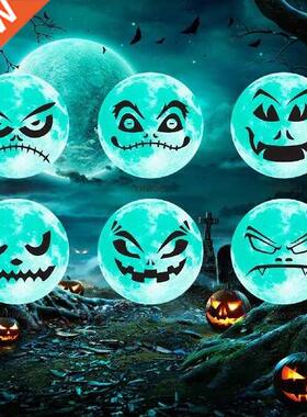 30CM Halloween Glow Moon Wall Stickers Creepy Funny Face