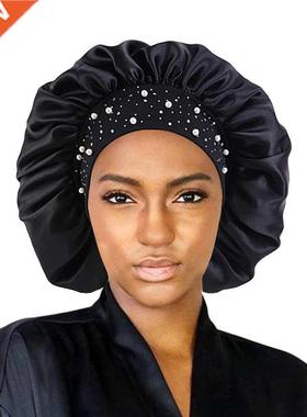 Newly Satin Rhinestone Sleeping Women Hat Night Sleep Cap Ha