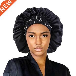 Newly Satin Rhinestone Sleeping Women Hat Night Sleep Cap Ha