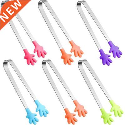 6PCS Food Tongs Hand Shaped Silicone Snack Food Tongs