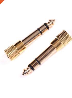 2Pcs 6.5mm To .5mm Gold Color Male To Female Jack Plus Ster