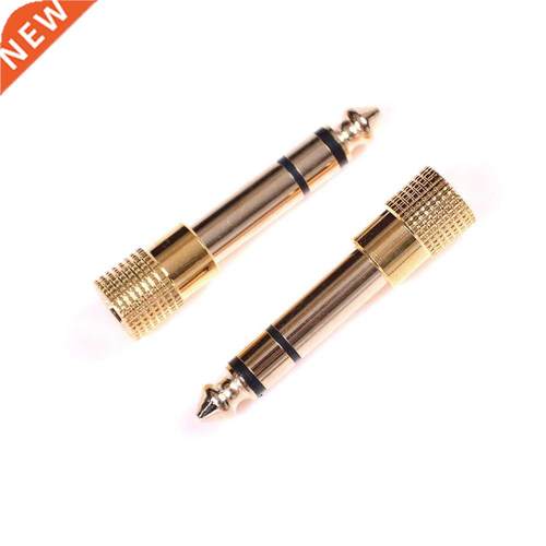 2Pcs 6.5mm To .5mm Gold Color Male To Female Jack Plus Ster